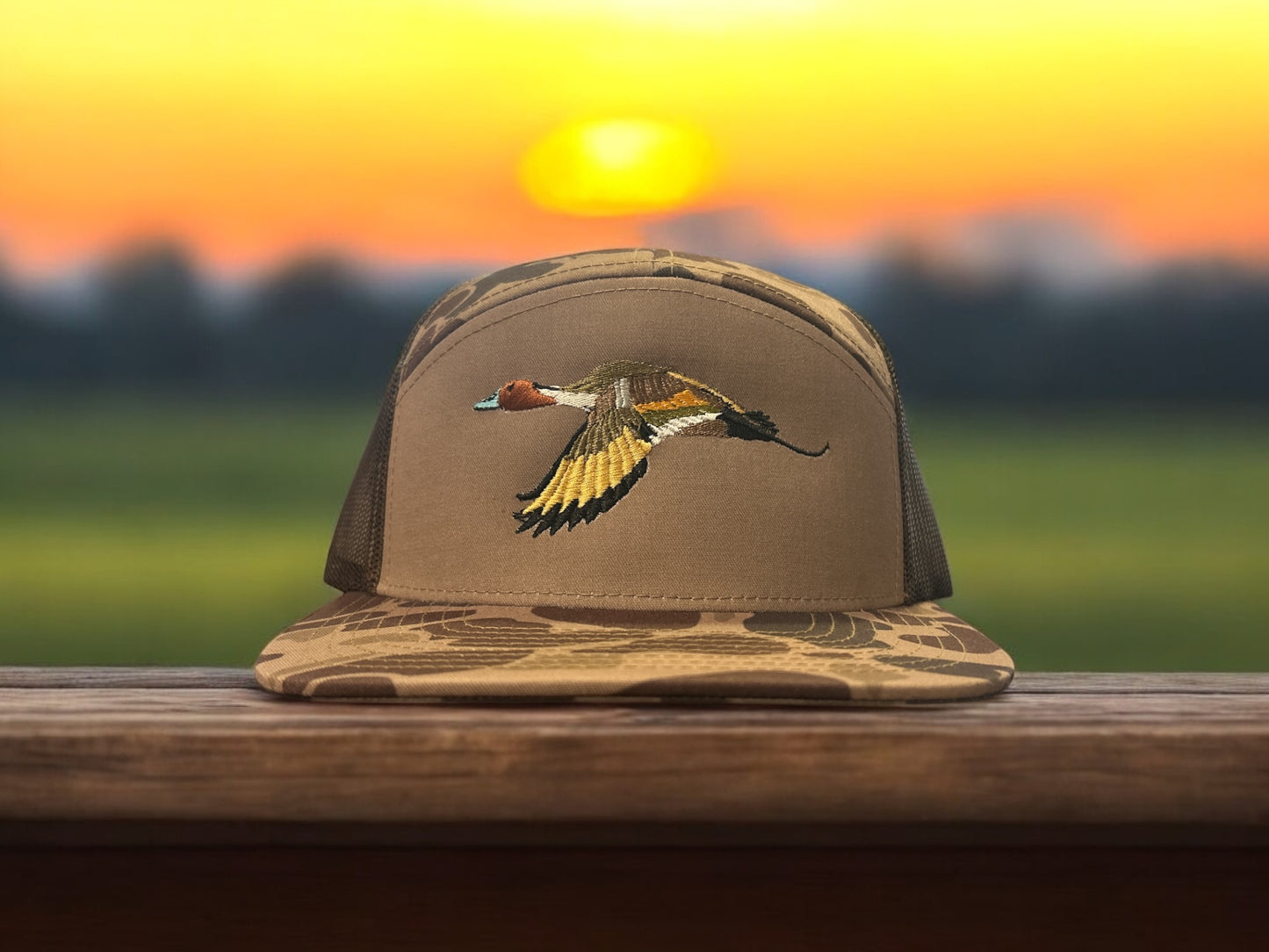 PinTail Duck Embroidered Hat (7 panel SnapBack FlatBill)
